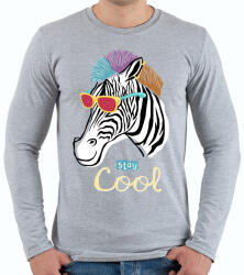 printfashion Cool zebra - Férfi hosszú ujjú póló - Sport szürke (9477248)