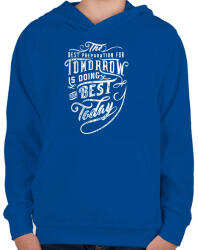 printfashion Alkosd meg legjobb mát! - Gyerek kapucnis pulóver - Királykék (397809)