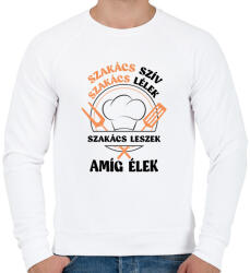 printfashion Szakács leszek amíg élek - Férfi pulóver - Fehér (7549223)