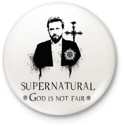 printfashion SUPERNATURAL GOD IS NOT FAIR - Kitűző, hűtőmágnes - Fehér (3082003)