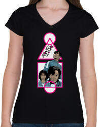 printfashion Squid game - Nyerd meg az életed 11 - Női V-nyakú póló - Fekete (5565366)