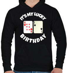printfashion 61 POKER SZÜLINAP - Férfi kapucnis pulóver - Fekete (9845327)