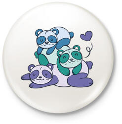 printfashion Pandák - Kitűző, hűtőmágnes - Fehér (9445239)
