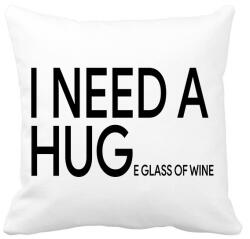 printfashion I NEED A HUGe glass of wine - Párnahuzat, Díszpárnahuzat - Fehér (16466921)