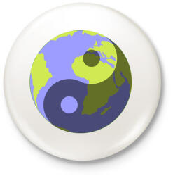 printfashion Yin-Yang bolygó - Kitűző, hűtőmágnes - Fehér (3076275)