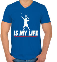 printfashion Tenis is my life - Férfi V-nyakú póló - Királykék (2569575)