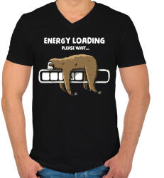 printfashion Energia betöltése - Férfi V-nyakú póló - Fekete (2269573)