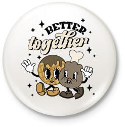 printfashion Retro páros - csirke és gofri - Kitűző, hűtőmágnes - Fehér (11705454)