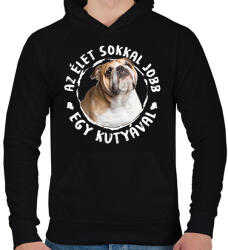 printfashion Angol Bulldog - Férfi kapucnis pulóver - Fekete (5438684)