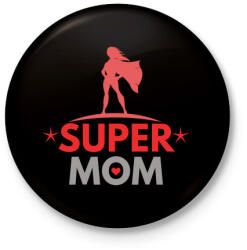 printfashion supermom2 - Kitűző, hűtőmágnes - Fekete (4753505)