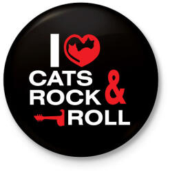 printfashion i_love_cats - Kitűző, hűtőmágnes - Fekete (14003300)