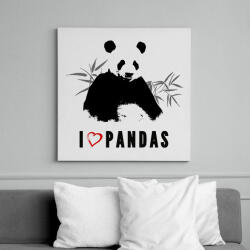 printfashion I LOVE PANDAS - Vászonkép - Fehér (6625877)