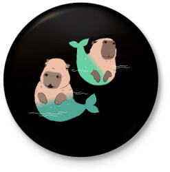 printfashion Sellő capybara - Kitűző, hűtőmágnes - Fekete (13864040)