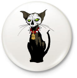 printfashion Pokoli cica - Kitűző, hűtőmágnes - Fehér (3082100)