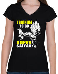printfashion Vegeta SS final - Női V-nyakú póló - Fekete (378161)