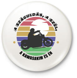 printfashion A száguldás, a szél -- Kawasaki - Kitűző, hűtőmágnes - Fehér (7207274)