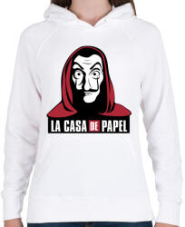 printfashion La casa de papel - Női kapucnis pulóver - Fehér (4648955)