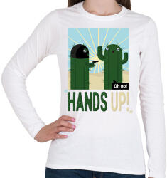 printfashion Fel a kezekkel! - Kaktusz - Női hosszú ujjú póló - Fehér (7664479)
