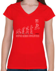 printfashion Super Mario evolúció - Női V-nyakú póló - Piros (310401)