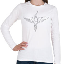 printfashion Line art Kolibri - Női hosszú ujjú póló - Fehér (373704)