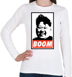 printfashion Kim Jong Un BOOM - Női hosszú ujjú póló - Fehér (1173407)