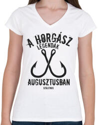 printfashion A horgász legendák - Női V-nyakú póló - Fehér (5002979)