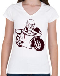 printfashion lego - Női V-nyakú póló - Fehér (2911676)