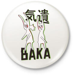 printfashion BAKA meme rabbits - Kitűző, hűtőmágnes - Fehér (4367499)
