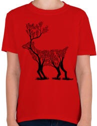 printfashion Szarvas fa - Gyerek póló - Piros (127145)