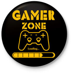 printfashion Gamer zone - Kitűző, hűtőmágnes - Fekete (5309132)