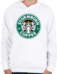 printfashion Viharbanszületett kávé - Gyerek kapucnis pulóver - Fehér (1496970)