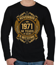 printfashion 1971 november awesome - Férfi hosszú ujjú póló - Fekete (5492257)