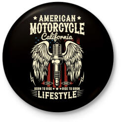 printfashion motorcycle - Kitűző, hűtőmágnes - Fekete (13732378)