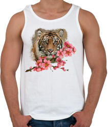 printfashion Tigris virággal - Férfi atléta - Fehér (13895287)