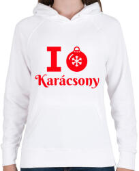 printfashion I love Karácsony - Női kapucnis pulóver - Fehér (9548863)