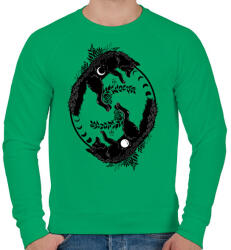 printfashion foxes and moon phase - Férfi pulóver - Zöld (5360132)