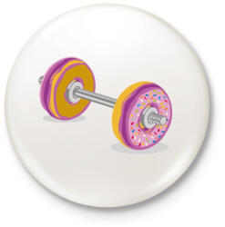 printfashion Fánk súlyzó - Kitűző, hűtőmágnes - Fehér (3074995)