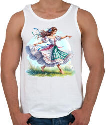 printfashion Fiatal lány táncol a tavaszi mezőn - Férfi atléta - Fehér (15925938)