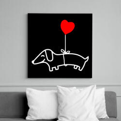 printfashion Tacskó lufival - Vászonkép - Fekete (6660178)