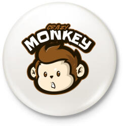 printfashion Crazy Monkey - Kitűző, hűtőmágnes - Fehér (5135607)