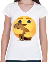 printfashion I love capybara - Női V-nyakú póló - Fehér (13038284)