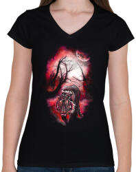 printfashion Elvarázsolt nyomok - Női V-nyakú póló - Fekete (111742)