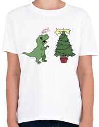 printfashion Karácsonyi Trex - Gyerek póló - Fehér (14880740)