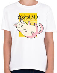 printfashion Kawaii cica - Gyerek póló - Fehér (4175132)