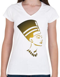 printfashion Egyiptomi női fej - Női V-nyakú póló - Fehér (1724697)