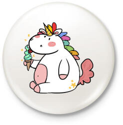 printfashion Unikornis fagyival - Kitűző, hűtőmágnes - Fehér (4001181)