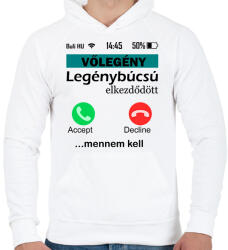 printfashion legénybúcsú telefonos vőlegény - Férfi kapucnis pulóver - Fehér (6344147)