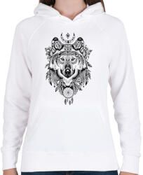 printfashion Wolf Tattoo drawing - Női kapucnis pulóver - Fehér (1733505)