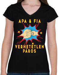 printfashion APA & FIA - Női V-nyakú póló - Fekete (2403092)