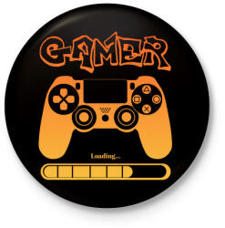 printfashion Gamer - Kitűző, hűtőmágnes - Fekete (5311016)